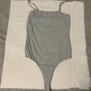 Active Basics Ribbed Bodysuit, Gray, Size Large